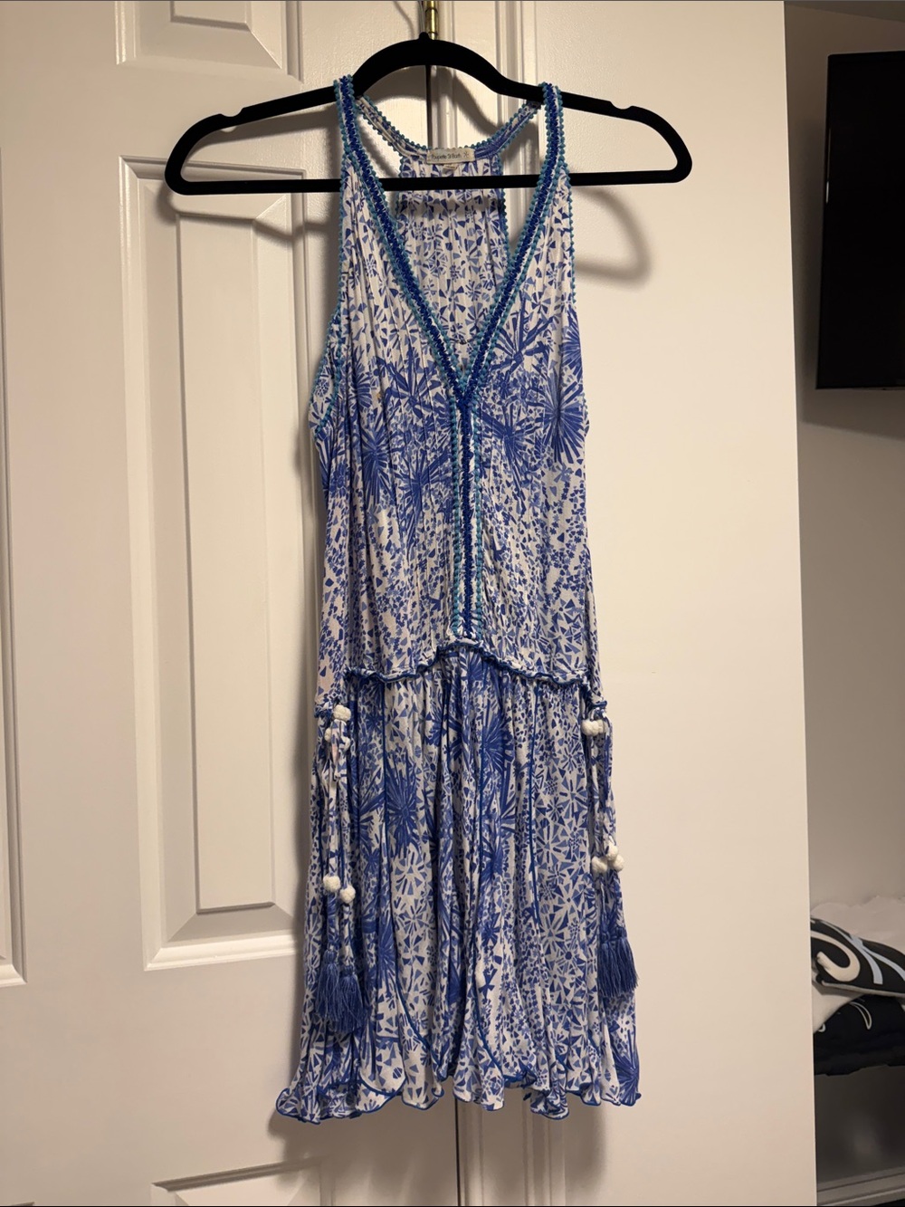 Poupette St Barth Blue & White Floral Sleeveless Summer Dress